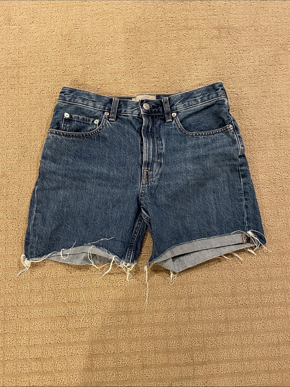 Everlane Raw-Hem Dark Blue Denim Shorts